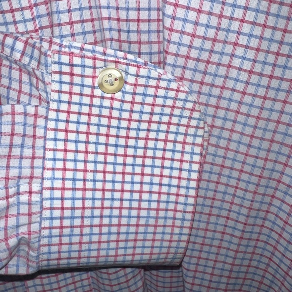 Ledbury Men’s XL pink & blue plaid long Sleeve Button Shirt - Picture 4 of 5